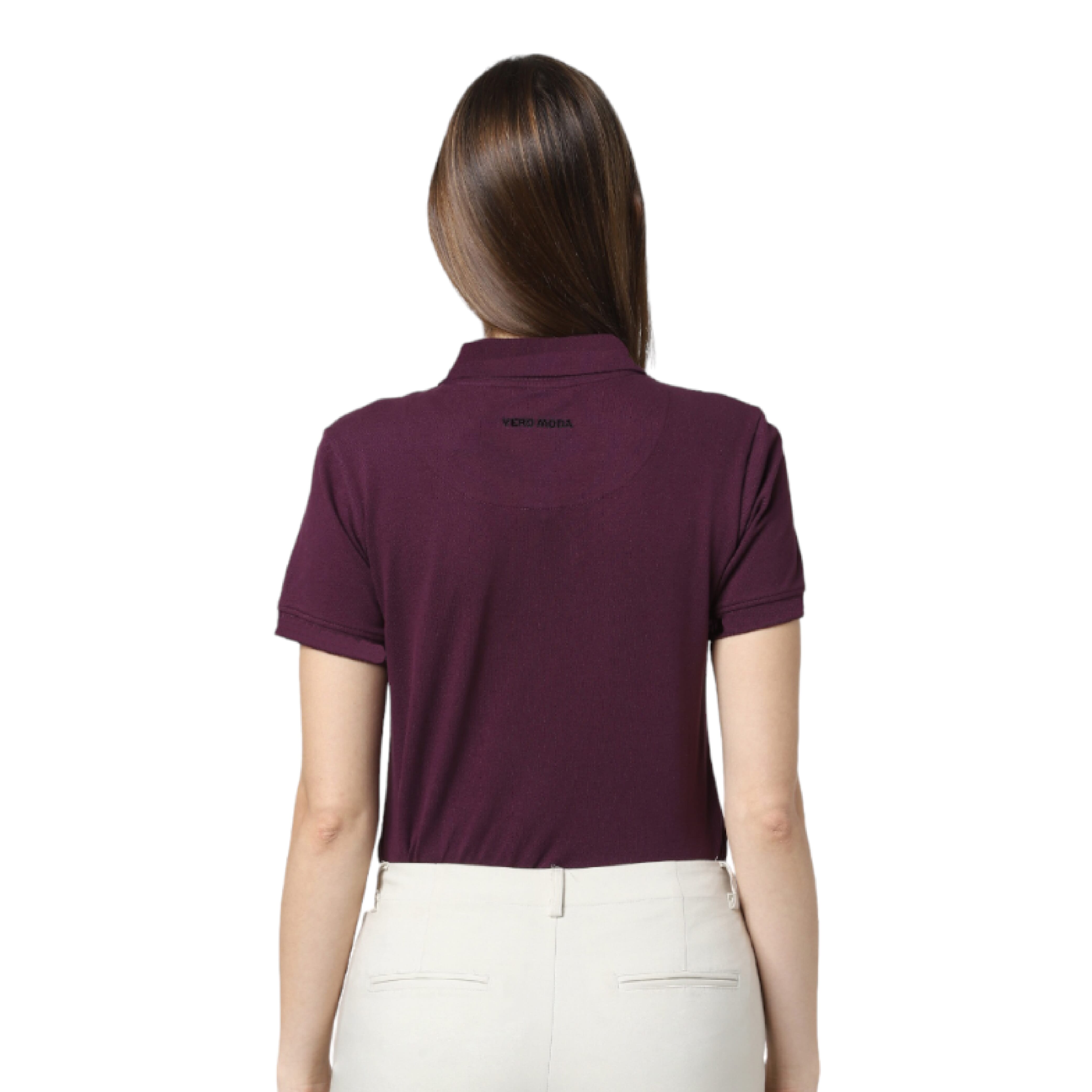 Vero Moda Jacquard Women's Polo T-Shirt - Maroon